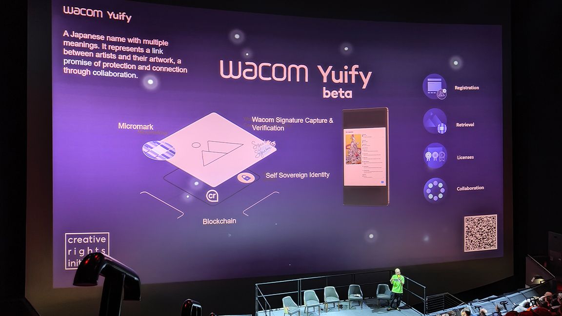 Wacom Yuify AI authenticator; images of an art app