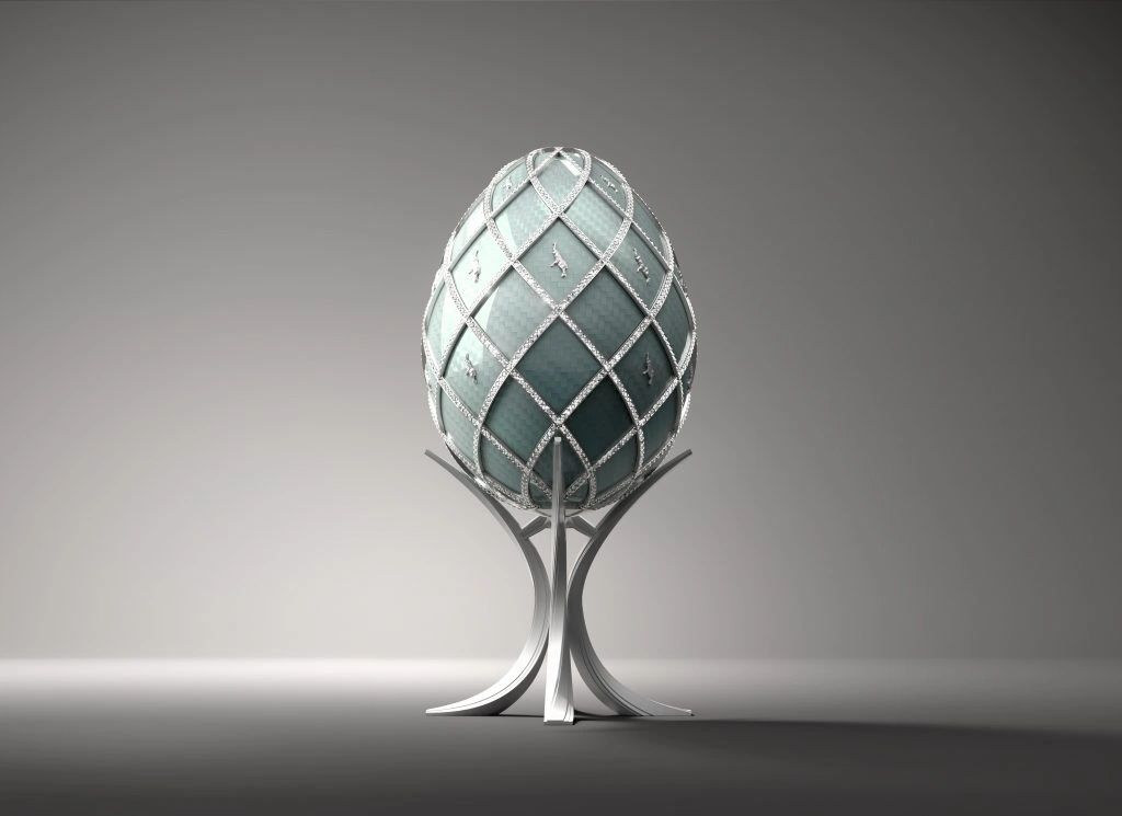 The phygital diamond egg marks the second installment of the partnership between Asprey Studio and Bugatti. Image: Asprey Studio