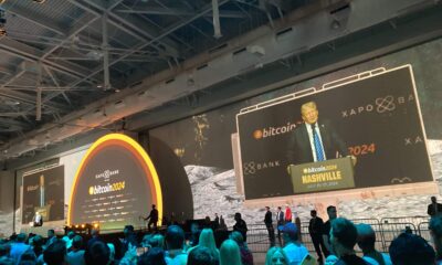 View from the floor of Republican nominee Donald J. Trump's speech at the Bitcoin 2024 conference in Nashville.