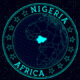 Nigeria round sign Futuristic satellite view of the world